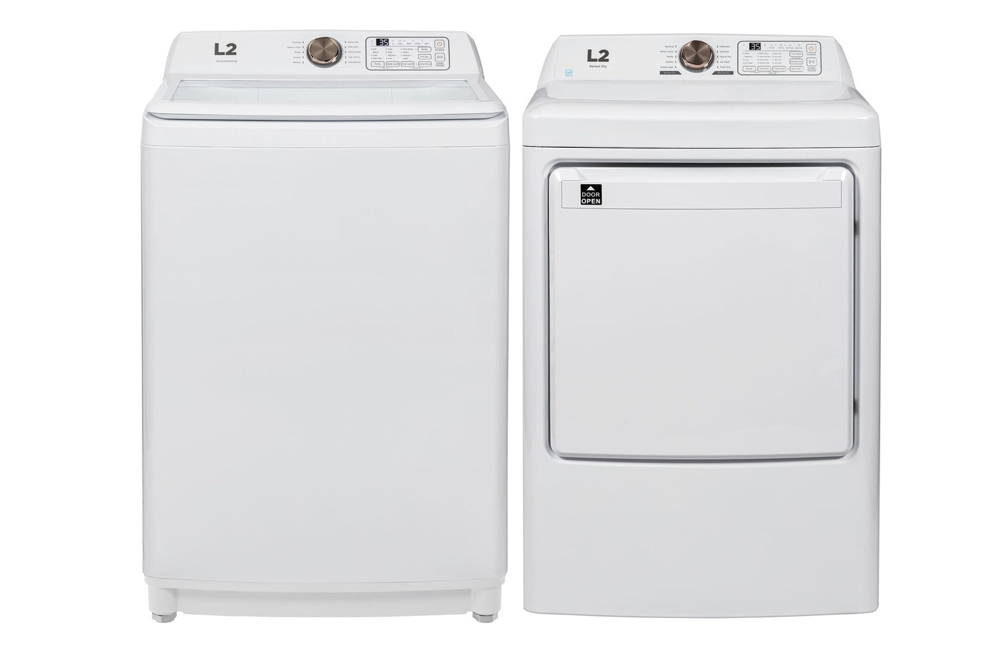 L2 White Top-Load Washer (5.1 Cu.Ft.) and Electric Dryer (7 Cu.Ft.) - LT51N1BWWC/LE47A3AWW