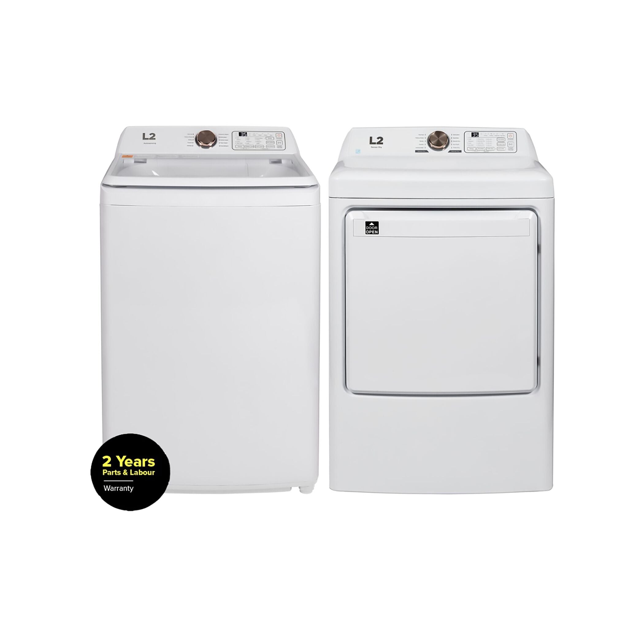 L2 White Top-Load Washer (4.7 Cu.Ft.) and Electric Dryer (7 Cu.Ft.) - LT47A3AWW/LE47A3AWW--