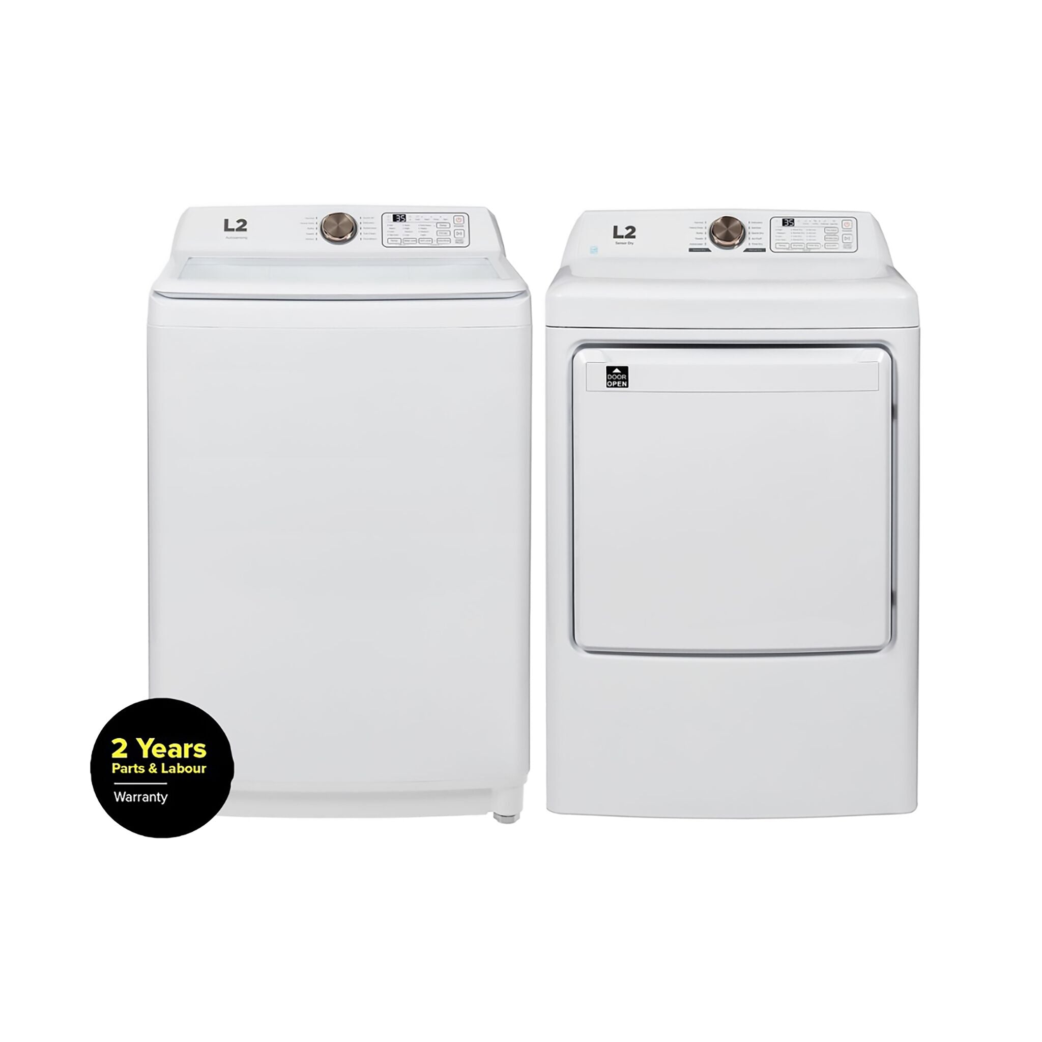 L2 White Top-Load Washer (5.1 Cu.Ft.) and Electric Dryer (7 Cu.Ft.) - LT51N1BWWC/LE47A3AWW--
