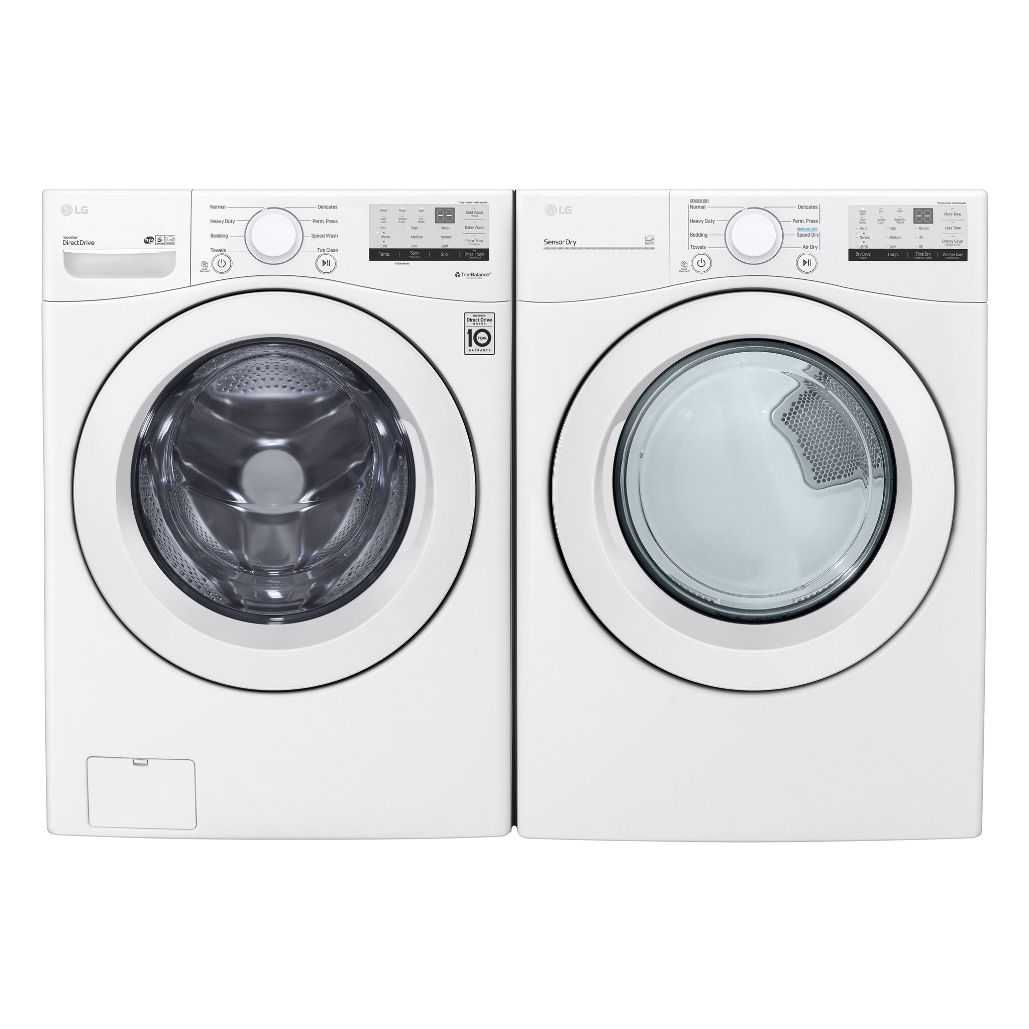 LG White Front Load Dryer with Ultra Large Capacity (7.4 Cu.Ft) - DLE3400W