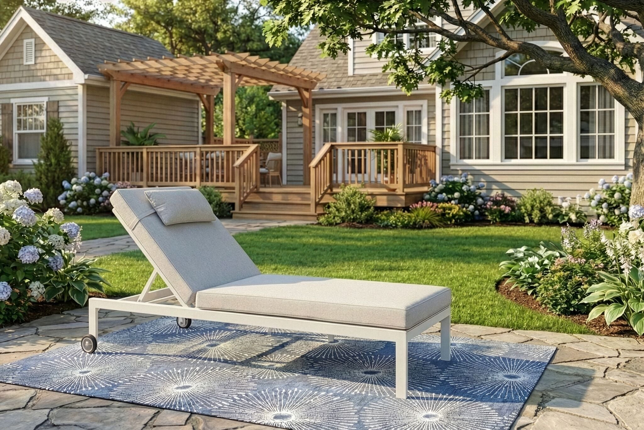 Lakeview Outdoor Lounger - White