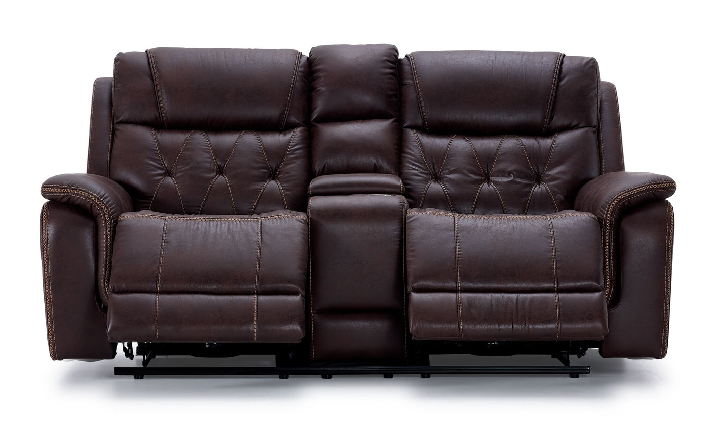 Laredo Power Reclining Loveseat with Console - Walnut