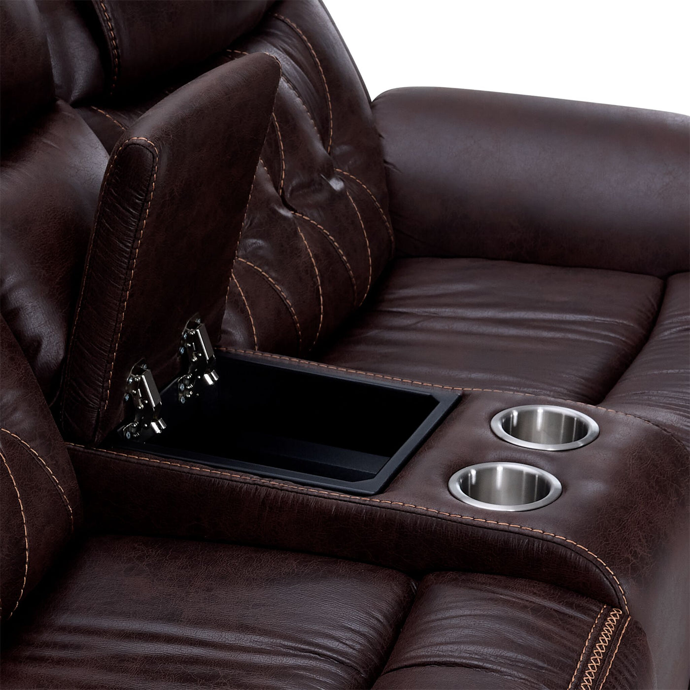Laredo Power Reclining Loveseat with Console - Walnut