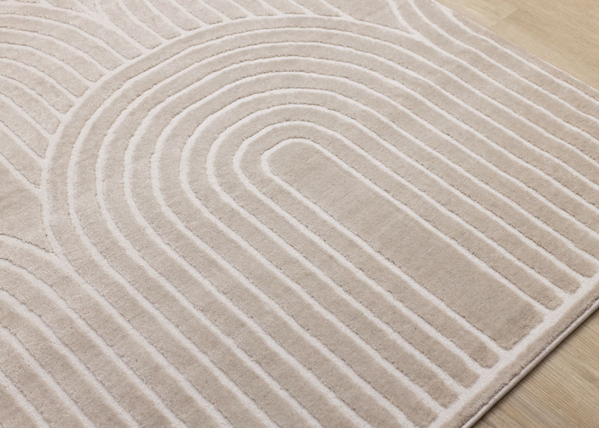 Sculpted Dunes 5'3" x 7'7" Modern Geometric Arches Pattern Area Rug - Cream, Beige