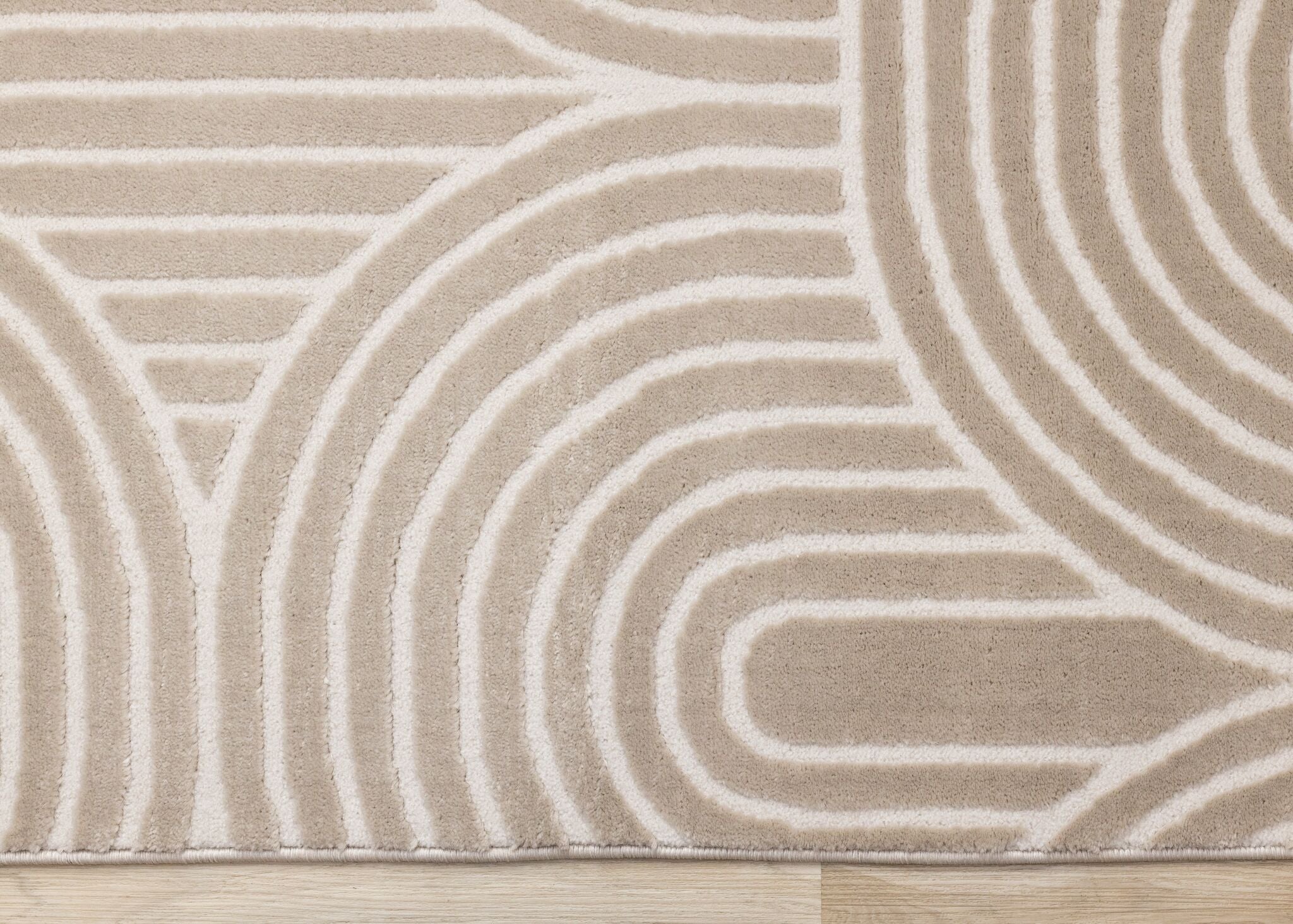 Sculpted Dunes 5'3" x 7'7" Modern Geometric Arches Pattern Area Rug - Cream, Beige