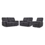 Lucie Reclining Sofa, Loveseat and Recliner Set- Charcoal