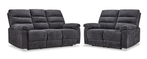 Lucie Reclining Sofa and Loveseat Set - Charcoal