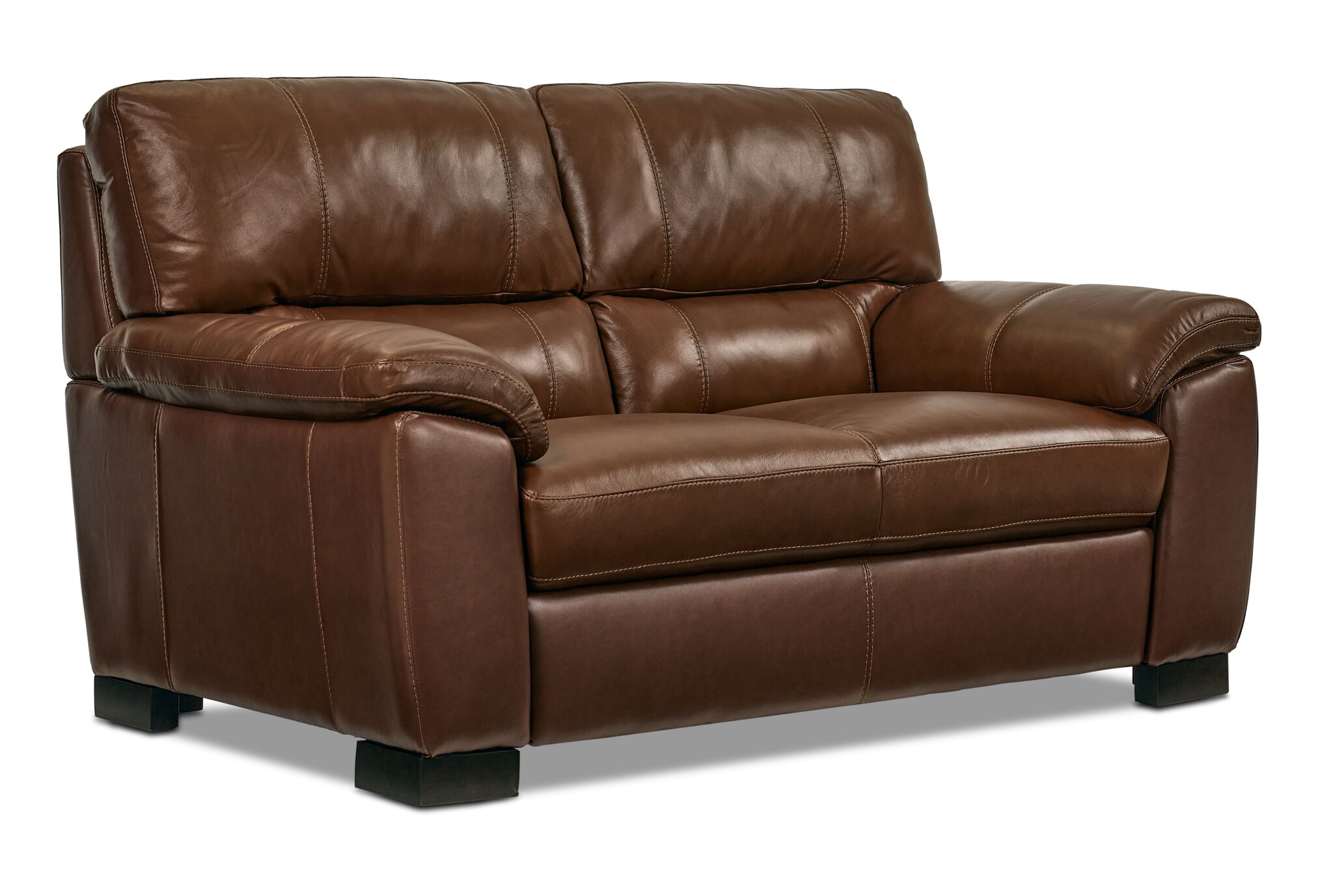 Maddox Leather Sofa, Loveseat and Chair Set - Cognac