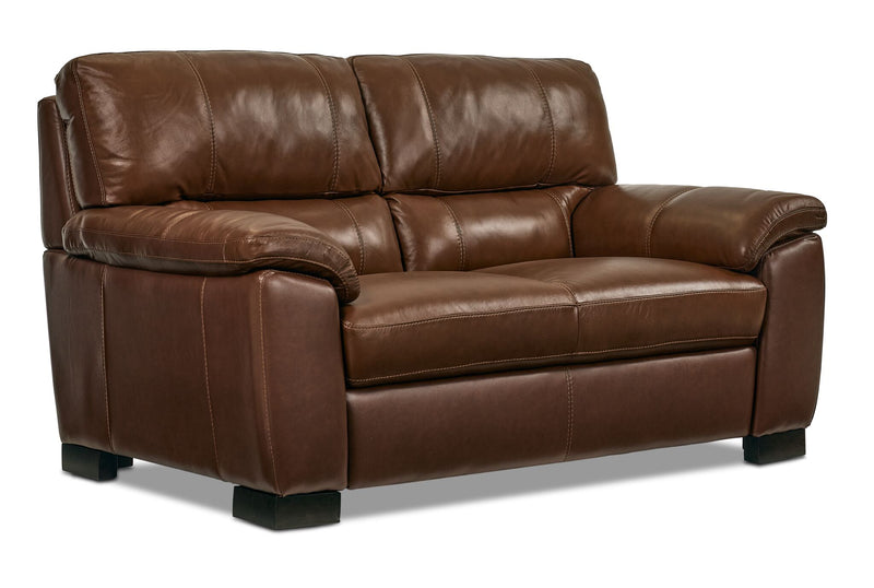 Maddox Leather Loveseat - Cognac | Leon's