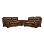 Maddox Leather Sofa and Loveseat Set - Cognac