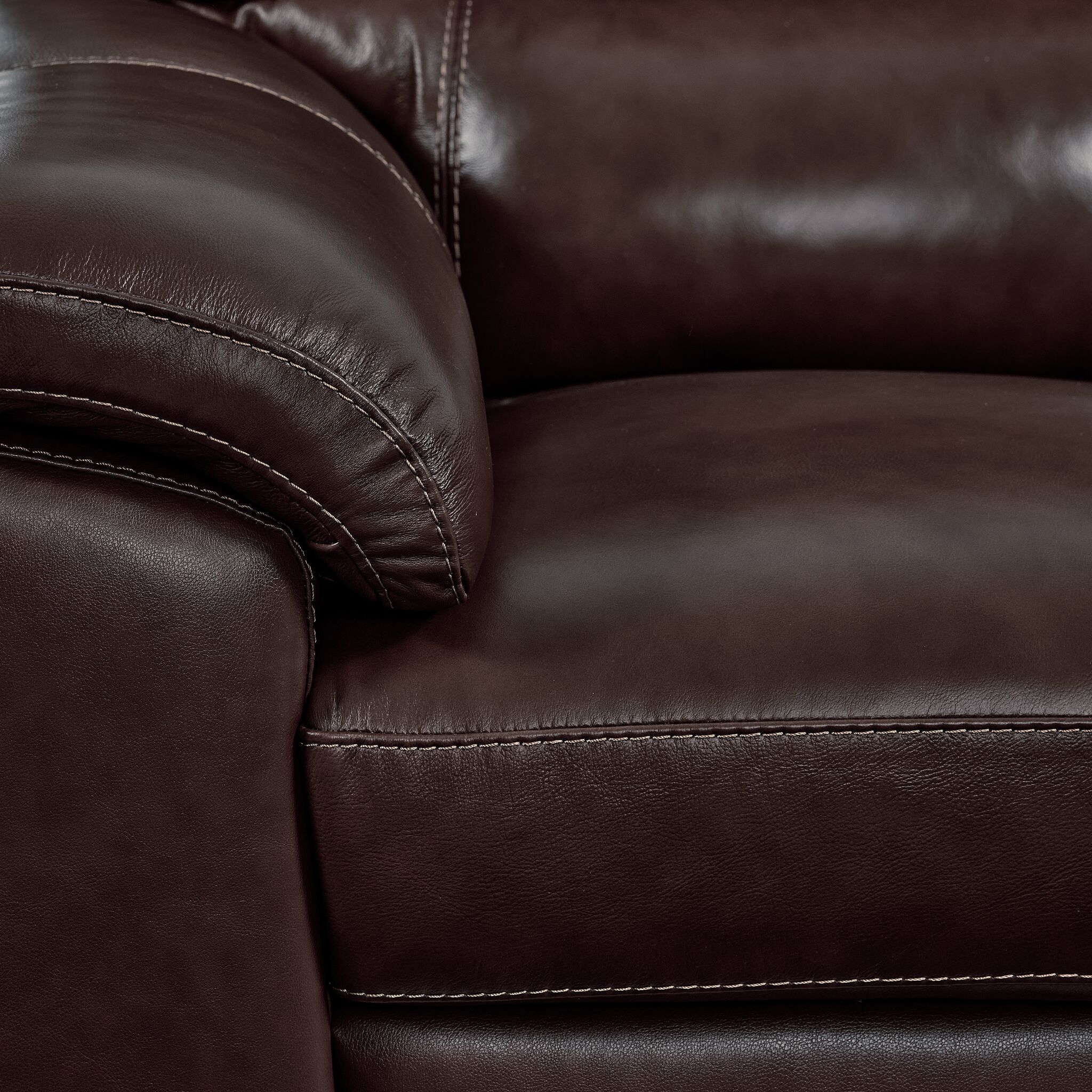Maddox Leather Loveseat - Dark Brown