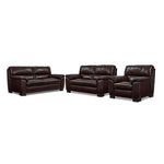Maddox Leather Sofa, Loveseat and Chair Set - Dark Brown