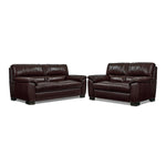Maddox Leather Sofa and Loveseat Set - Dark Brown