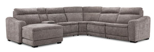 Madison 6-Piece Power Reclining Sectional with Left-Facing Chaise - Brown