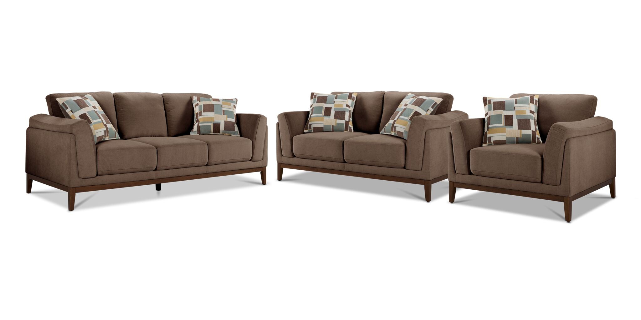 Madrid Sofa, Loveseat and Chair Set - Dark Brown