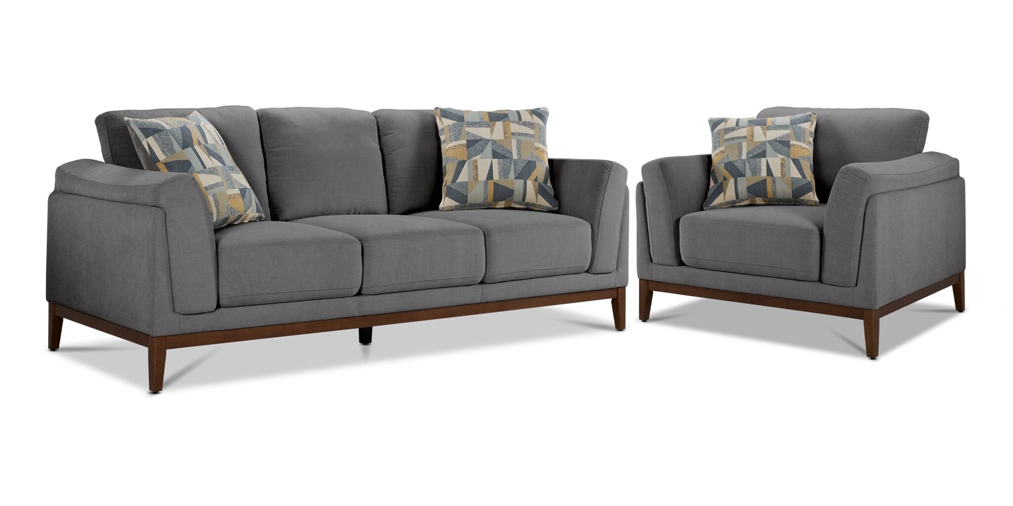Madrid Sofa and Chair Set - Grey