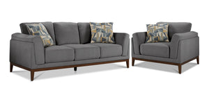 Madrid Sofa and Chair Set - Grey