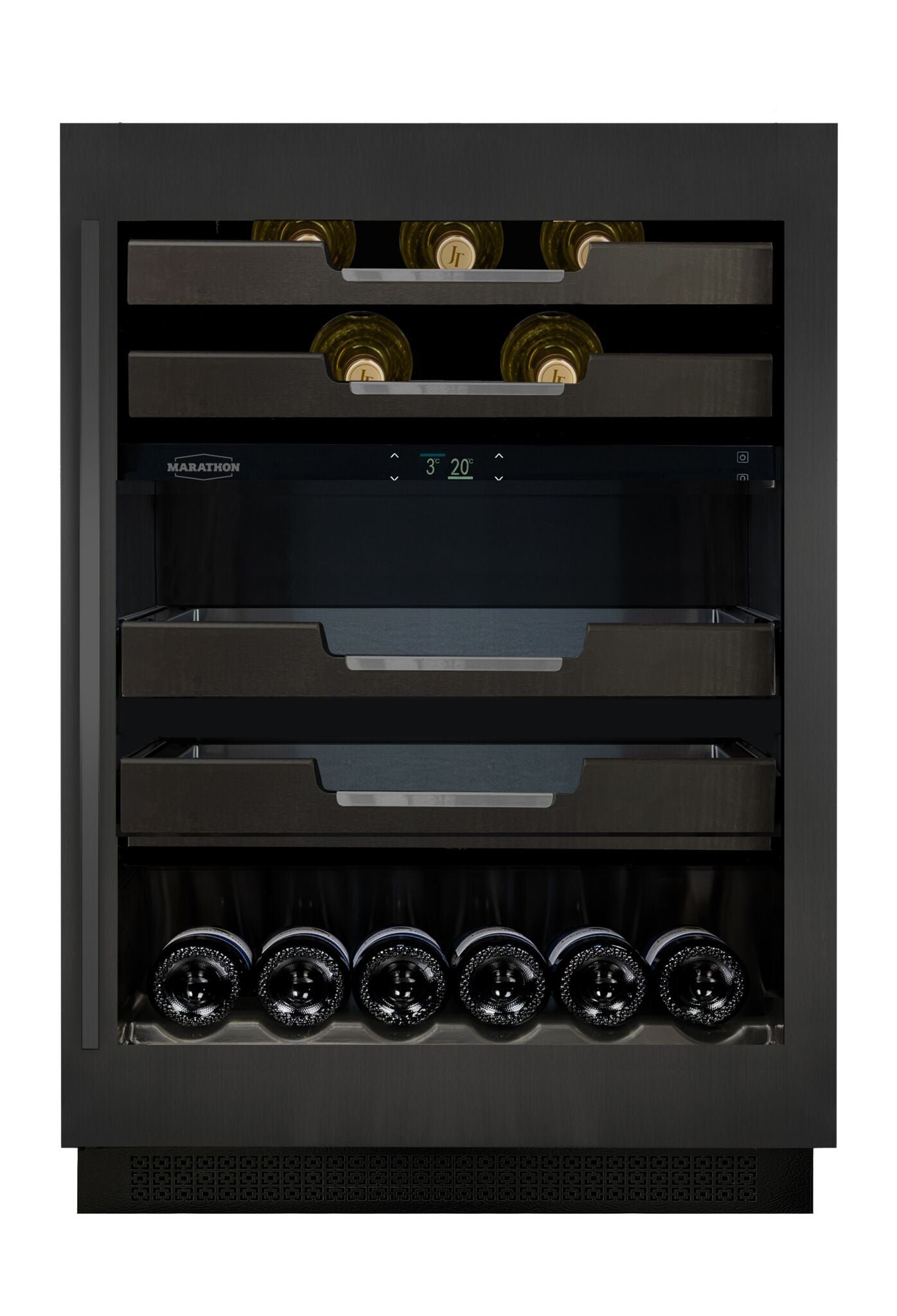 Marathon 24" Dual-Zone Black Steel Wine & Beverage Cooler – M4-D250BLS