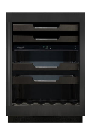 Marathon 24" Dual-Zone Black Steel Wine & Beverage Cooler – M4-D250BLS