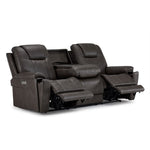 Matrix Triple Power Reclining Sofa with Multimedia System, Heat and Air Massage - Smoke