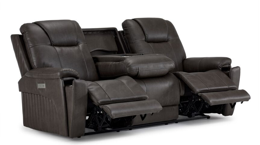Matrix Triple Power Reclining Sofa with Multimedia System, Heat and Air Massage - Smoke