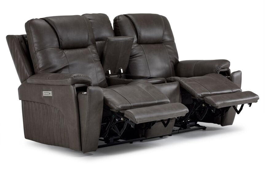 Matrix Triple Power Reclining Loveseat with Console - Smoke