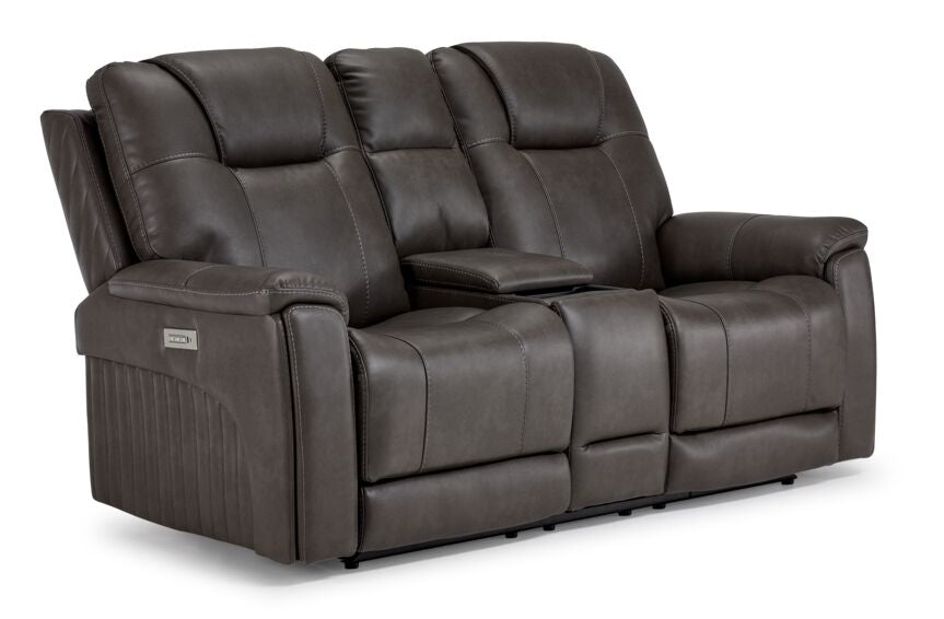 Matrix Triple Power Reclining Loveseat with Console - Smoke