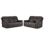 Matrix Triple Power Reclining Sofa and Loveseat Set - Smoke
