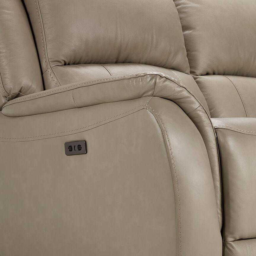 Maxton Leather Power Reclining Sofa - Taupe
