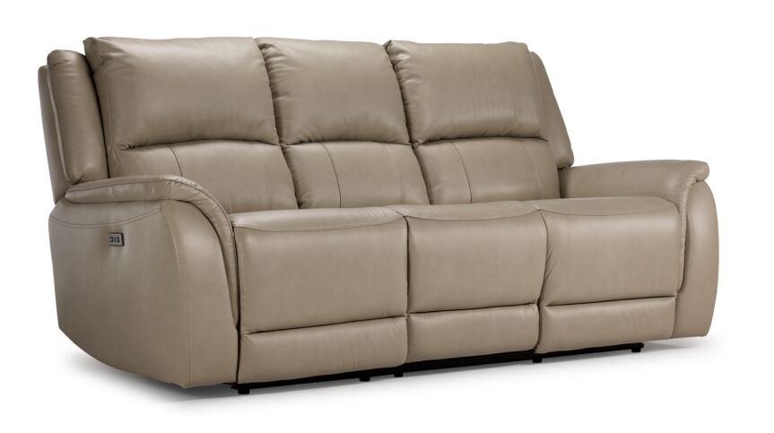 Maxton Leather Power Reclining Sofa, Loveseat and Chair Set - Taupe