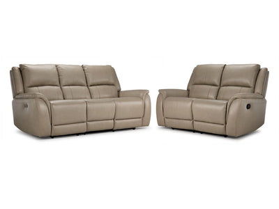 Maxton Leather Reclining Sofa and Loveseat Set - Taupe