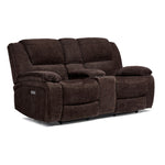 Maxwell Power Reclining Loveseat with Console - Brown