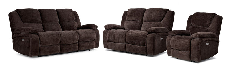 ◆ Swel様 ◆ Heather Brown 2点セット Maxwell Power Reclining Sofa, Loveseat and Chair Set - Brown | Leon's