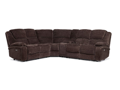 Maxwell 6-Piece Power Reclining Sectional with Console- Brown