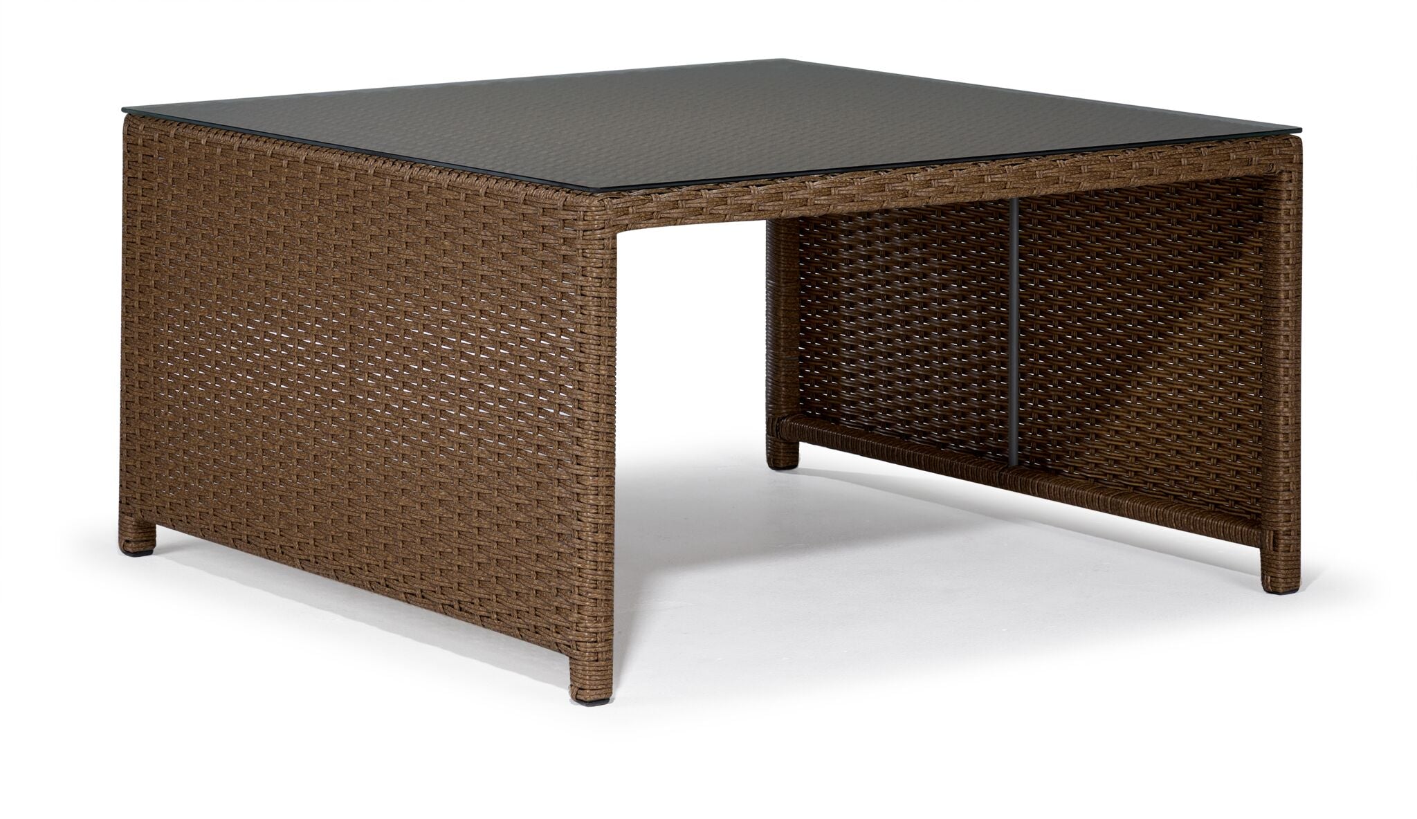 Melville Outdoor Coffee Table with 2 Ottomans - Brown, Beige