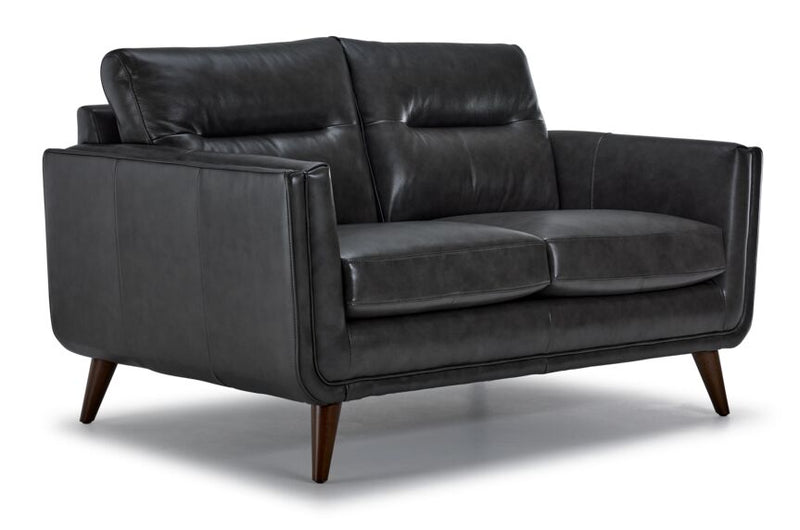 Miguel Leather Loveseat - Charcoal | Leon's