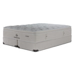 Kingsdown Mist Medium Euro Top king mattress with two matching cream split boxsprings, shown at an angle