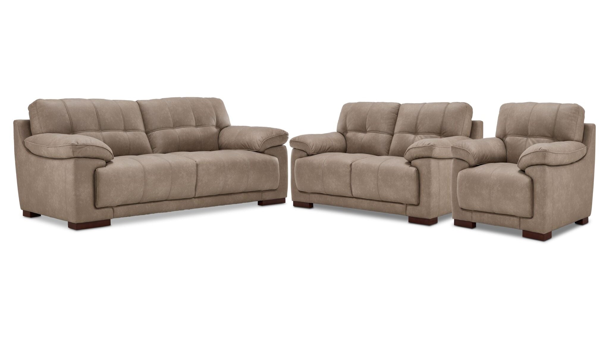 Modena Sofa, Loveseat and Chair Set - Taupe