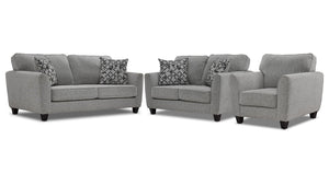 Moncton Sofa, Loveseat and Chair Set - Light Grey