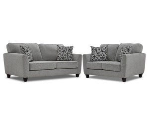 Moncton Sofa and Loveseat Set - Light Grey