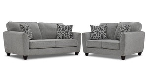 Moncton Sofa and Loveseat Set - Light Grey