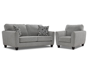 Moncton Sofa and Chair Set - Light Grey