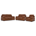 Morrison II Leather Sofa, Loveseat and Chair Set - Cognac
