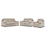 Morrison II Leather Sofa, Loveseat and Chair Set - Beige
