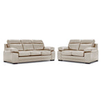 Morrison II Leather Sofa and Loveseat Set - Beige