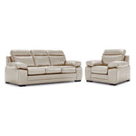 Morrison II Leather Sofa and Chair Set - Beige