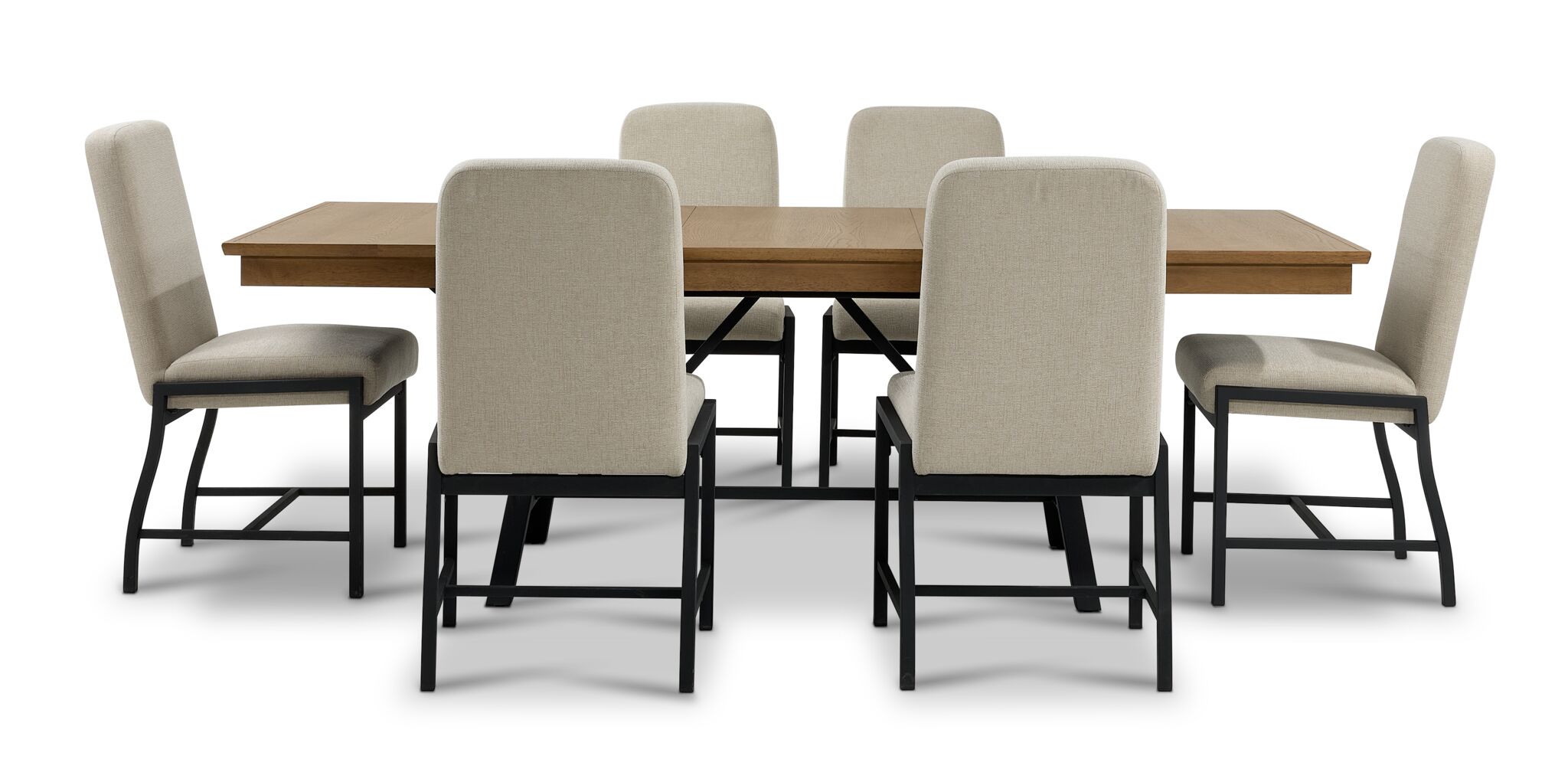 Feeling Connected - Newport 7-Piece Extendable Dining Set - Oak and Black