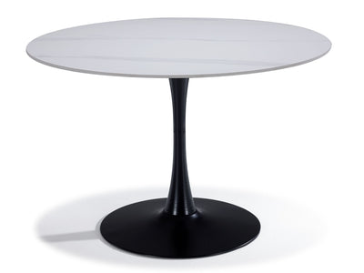 Nyla Sintered Stone Round Dining Table- White, Black