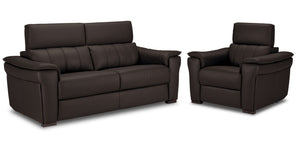 Orlando-Ray Leather Sofa and Chair Set - Chocolate