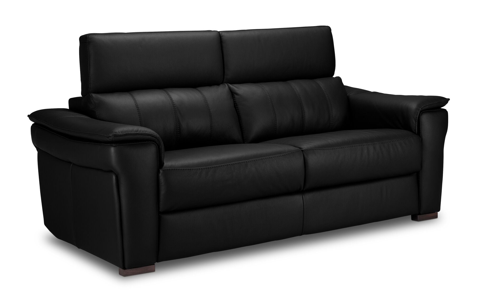 Orlando-Ray Leather Sofa - Black